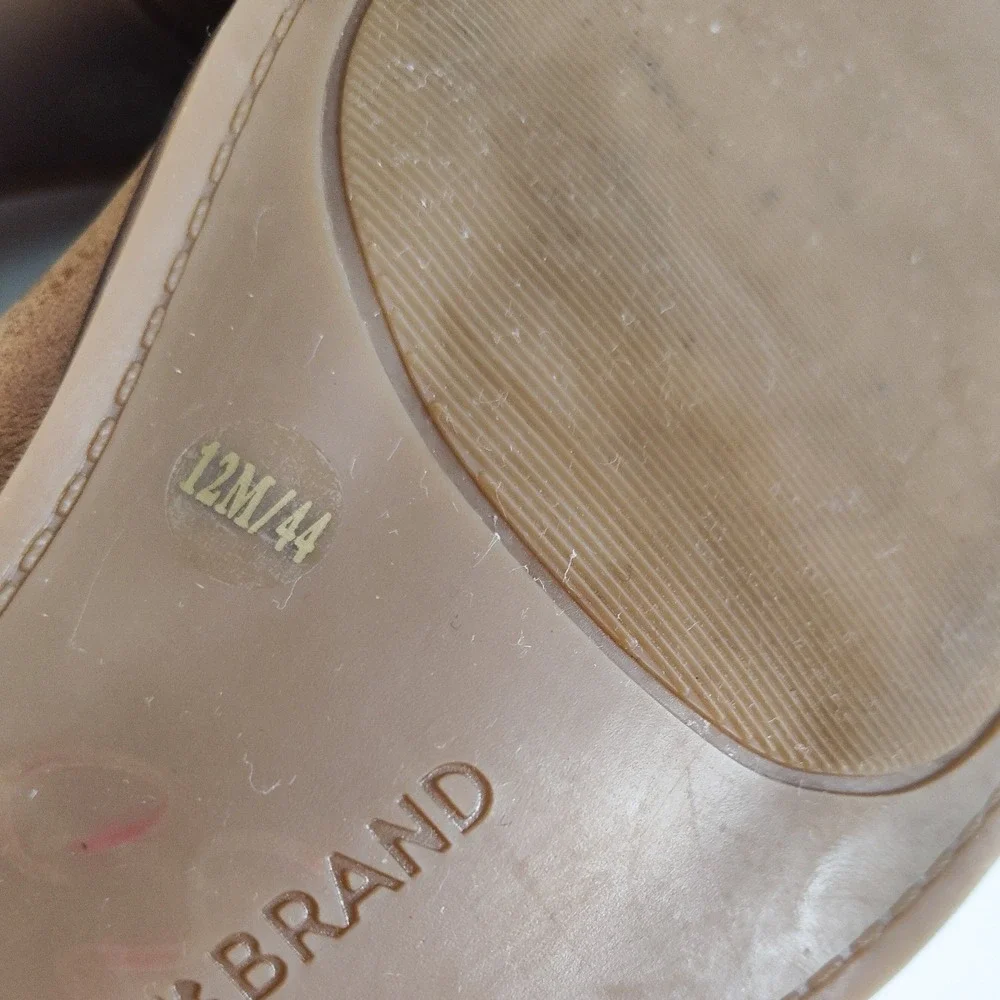Lucky Brand Loafer Booties Flats 12 Leather Pointed Toe Tan Cutout Boho Western